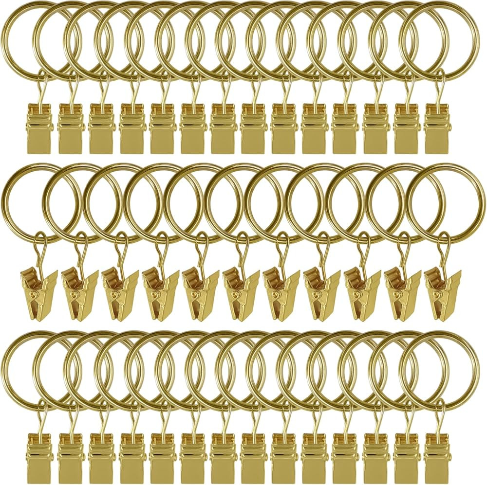 44 Pack Metal Curtain Rings with Clips, Drapery Clips with Rings, Drapes Rings 1 in I D, Fits Dia... | Amazon (US)