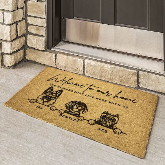 Custom Welcome Dog Outdoor Doormat Dog Mom Mat Welcome to - Etsy | Etsy (US)