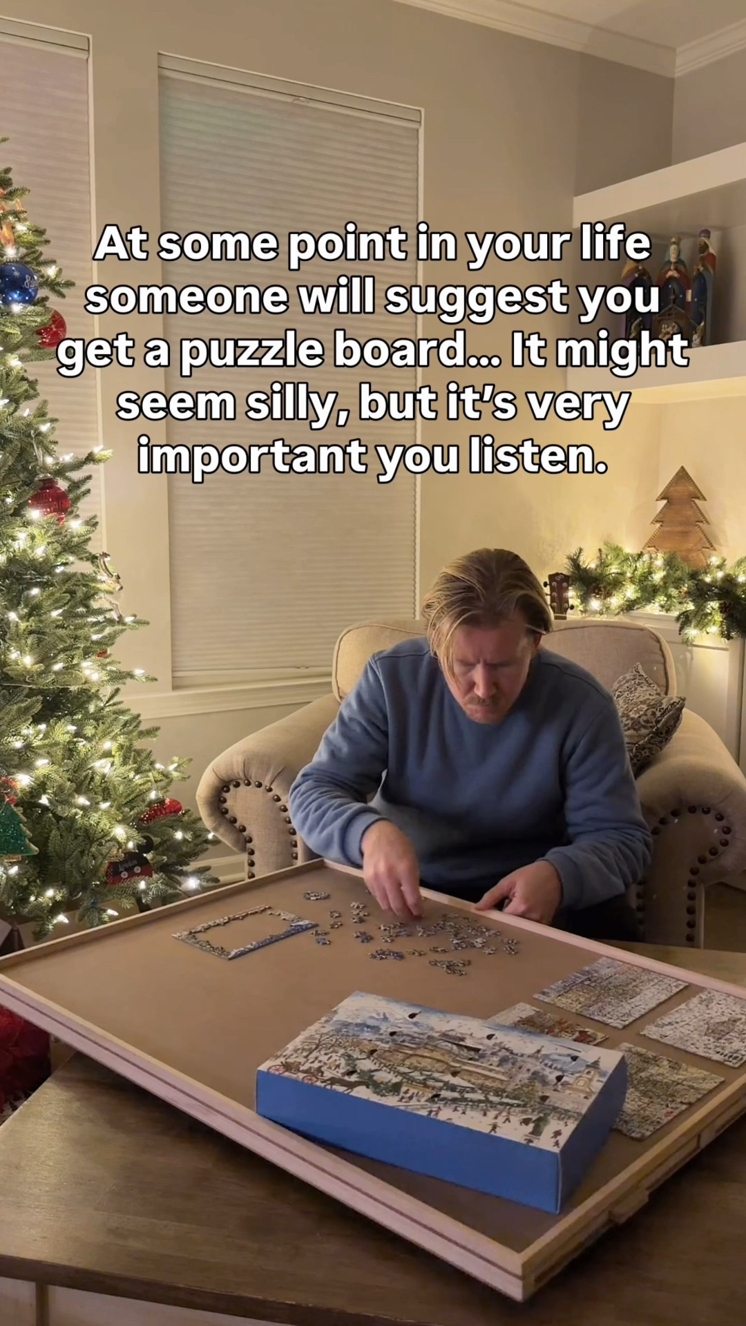 It honestly sounds insane, and yet it’s one of the coolest things we have.  We can pull the board out, start a puzzle, store all the pieces in the interior draw an and slide it back under the couch for another day.

We’ve been doing a daily mini puzzle advent calendar on ours this month and loving it!



#LTKHoliday #LTKGiftGuide