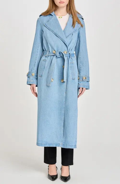 WAYF Aspen Denim Trench Coat in Vintage Blue at Nordstrom, Size Small | Nordstrom