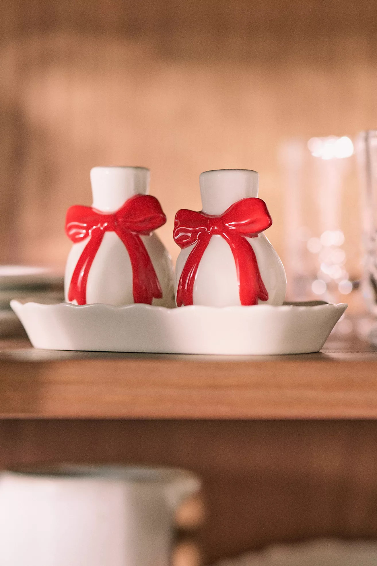 Benedita Stoneware Bow Salt & Pepper Shakers | Anthropologie (US)