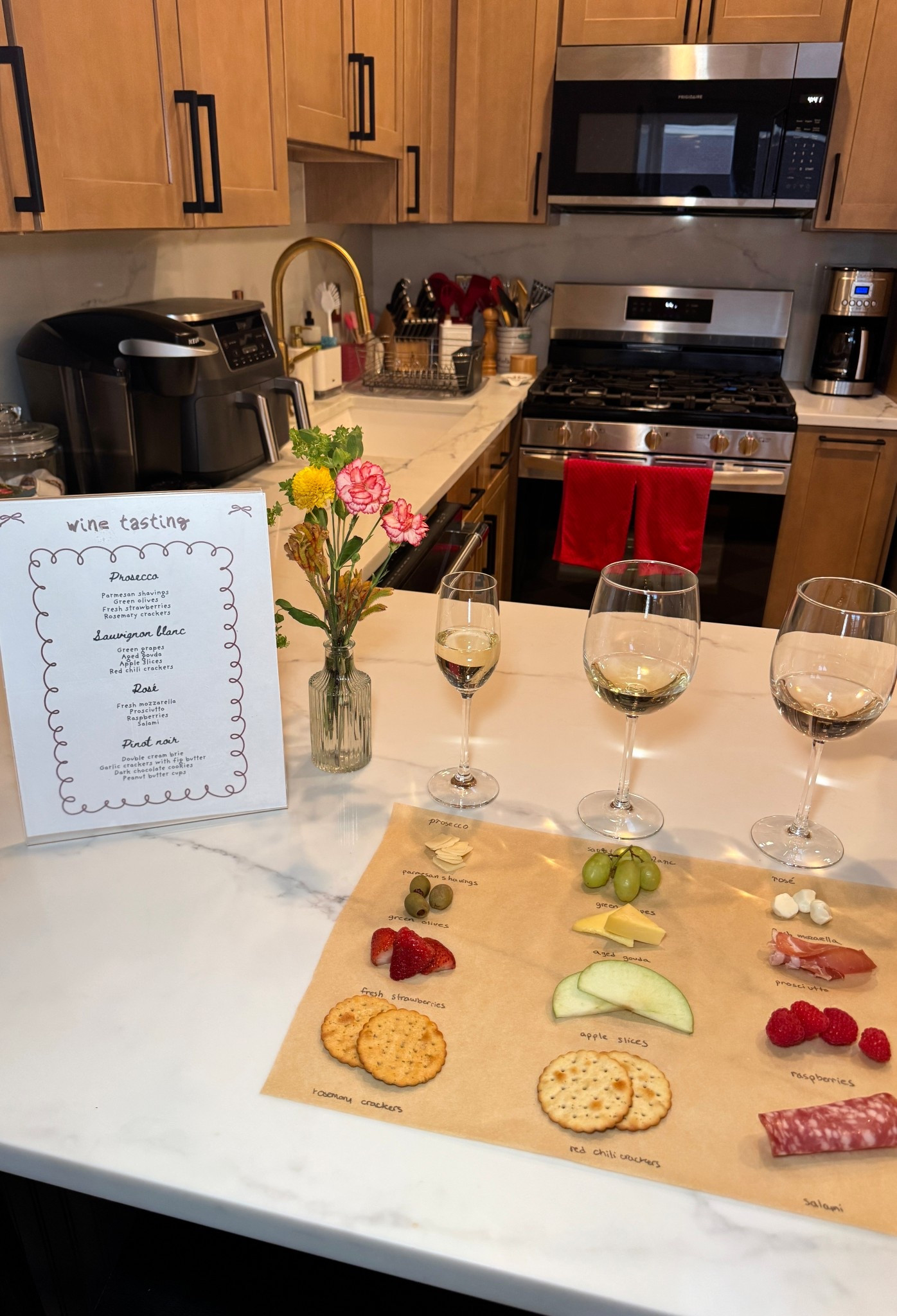 Fun idea for date night: wine tasting at home! Pick up some of your favorite wines or try new ones and get some snacks to go with them. I also made a menu on Canva to go with the tasting and I love how it all turned out. Could also be a fun hosting idea! 

#LTKValentine