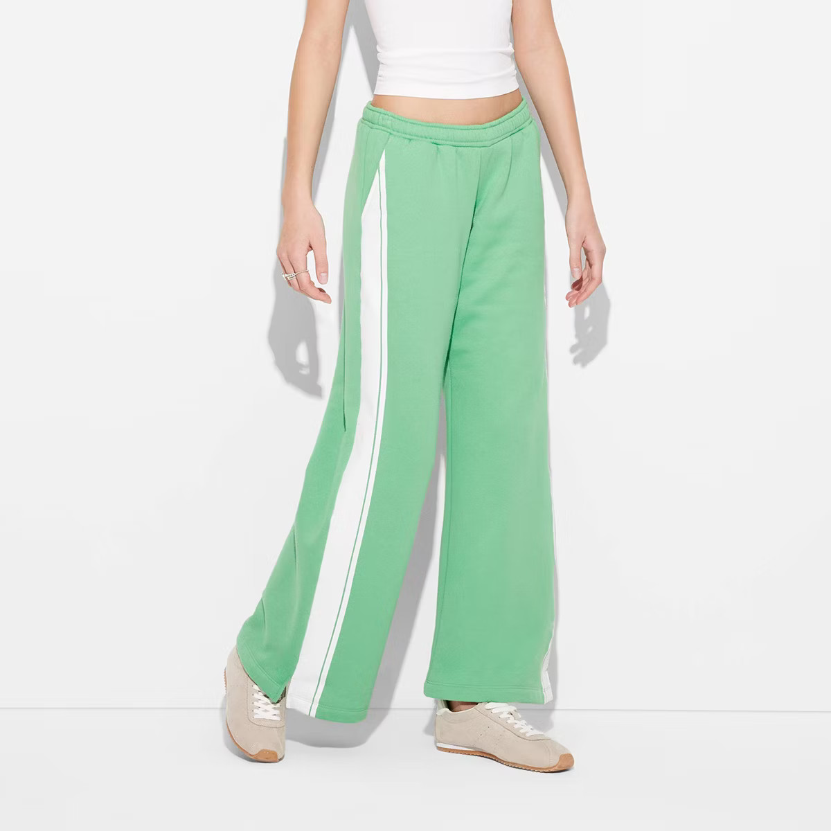 Women's Low-Rise Sweatpants - Wild Fable™ Green Striped 1X | Target