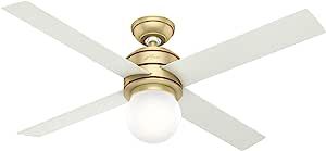 Hunter Hepburn Indoor Ceiling Fan with LED Light and Wall Control, 52", Modern Brass | Amazon (US)