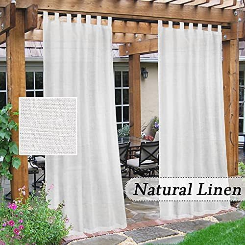 Outdoor Linen Sheer Curtains for Patio Waterproof - Indoor/Outdoor Divider Privacy Added Light Filte | Amazon (US)