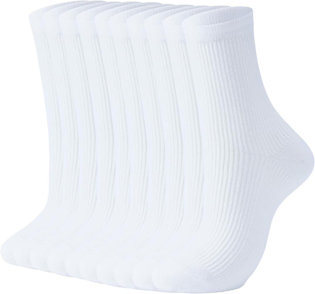 J-BOX Crew Socks for Women Knit Ribbed Cotton Socks Running Athletic Socks 10 pairs | Amazon (US)