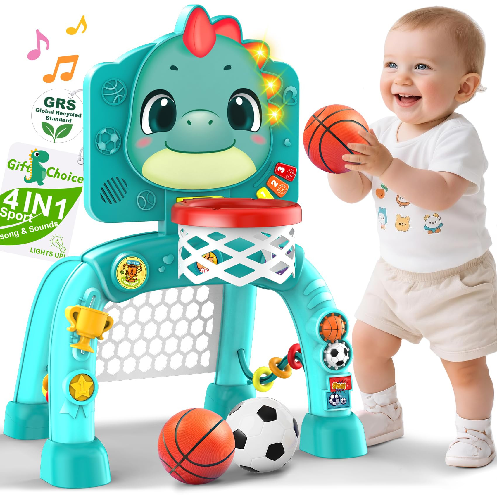 Dinosaur Kids Sports Play Toy: 4-in-1 Multifunction Indoor Outdoor Activity – Basketball Toss, ... | Amazon (US)