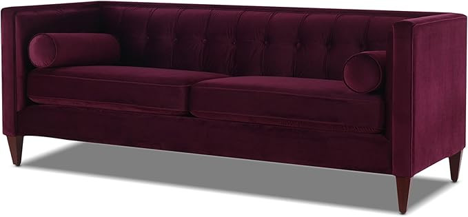 Jennifer Taylor Home Jack 84" Modern Tuxedo Tufted Sofa, Burgundy Velvet | Amazon (US)
