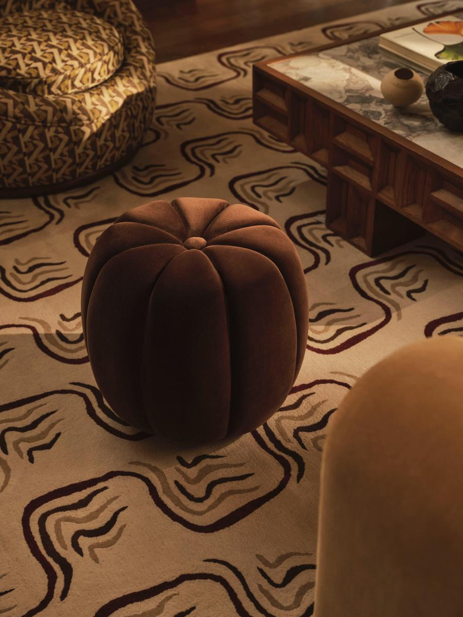 Sofia Footstool, Velvet, Chocolate, US | Soho Home Ltd