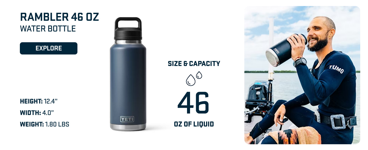 YETI Rambler 26 oz Bottle, Vacuum Insulated, Stainless Steel with Chug Cap, Navy | Amazon (US)
