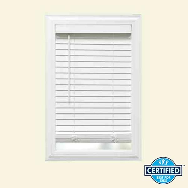 Home Decorators Collection White Cordless 2 in. Faux Wood Blind - 35 in. W x 64 in. L (Actual Size 3 | Home Depot