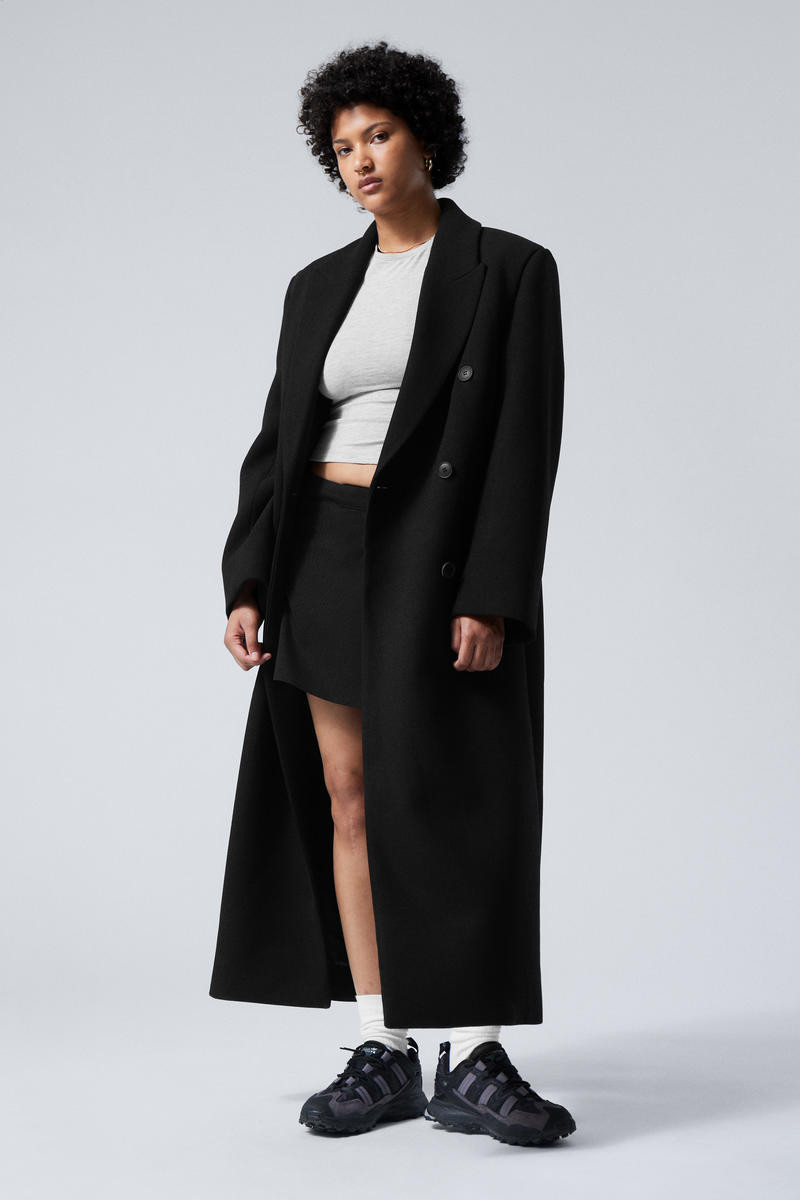 Oversized Double-Breasted Wool-Blend Coat | Weekday