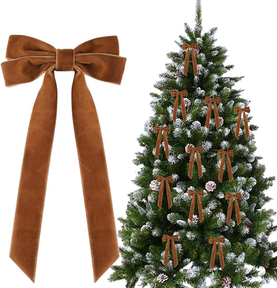 12 x Samt-Weihnachtsbaumschleifen, 12,7 x 25,4 cm, Weihnachtsschmuck, Vintage-Samtband-Schleifen ... | Amazon (DE)