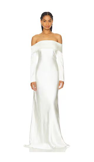 Bianca Off Shoulder Long Sleeve Gown in Antique Ivory | Revolve Clothing (Global)