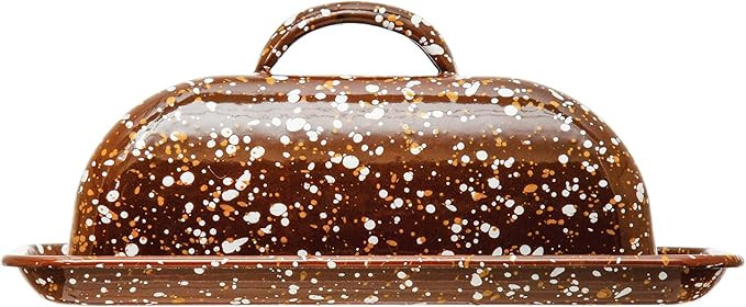Creative Co-Op Enameled Splatterware, Brown Butter Dish | Amazon (US)