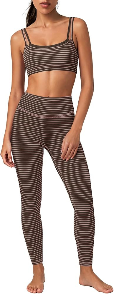 SENSERISE Womens Striped Workout Sets Leggings 2 Piece | Amazon (US)