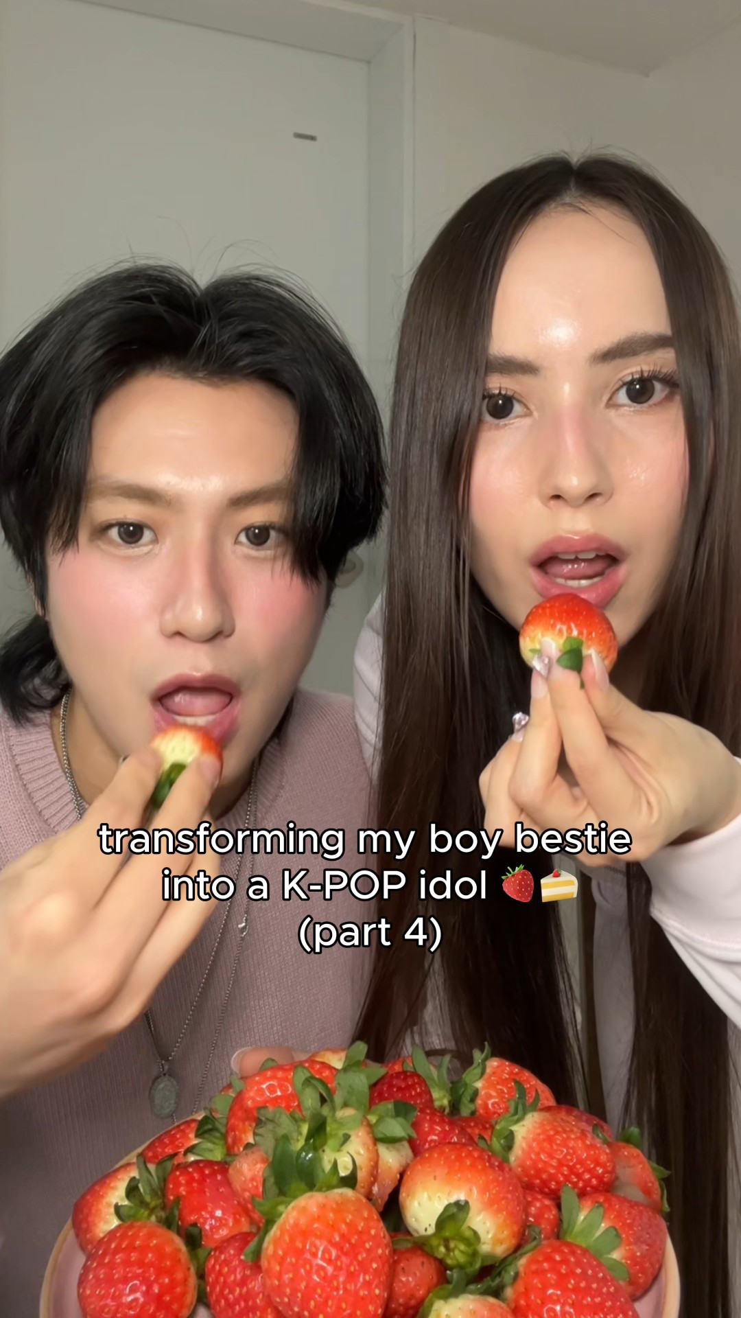 strawberry kpop idol makeup (like ILLIT Wonhee) transformation on my boy bestie! 🍓🍰 watch till the end to see how the makeover on Ryan turned out 🤭🫶🏼 also you can use code GENFAM15 for a 15% discount off all orders on YesStyle !! It’s valid for only 72 hours so make sure to hurry 💖 

#LTKselfcare #LTKValentine #LTKBeauty