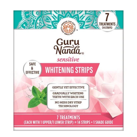 GuruNanda Sensitive Teeth Whitening Strips, 7-Day Treatment, Dry Strip Technology, Gentle on Teeth | Walmart (US)