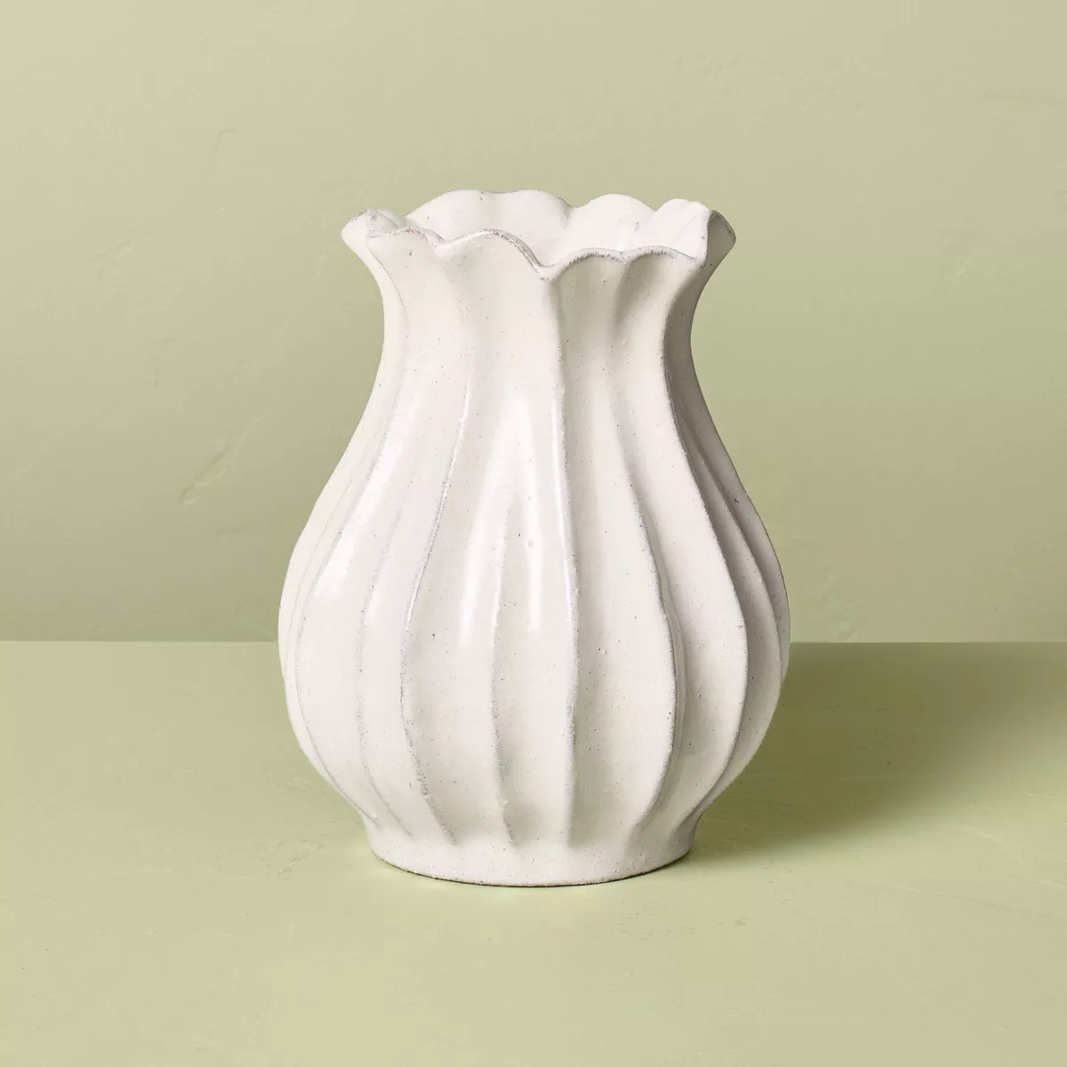 Pleated Ceramic Vase Sour Cream - Hearth & Hand™ with Magnolia | Target