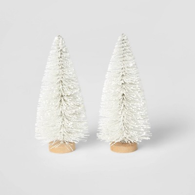 2pk Bottle Brush Christmas Tree Set Decorative Figurine White - Wondershop™ | Target