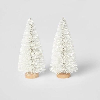 2pk Bottle Brush Christmas Tree Set Decorative Figurine White - Wondershop&#8482; | Target