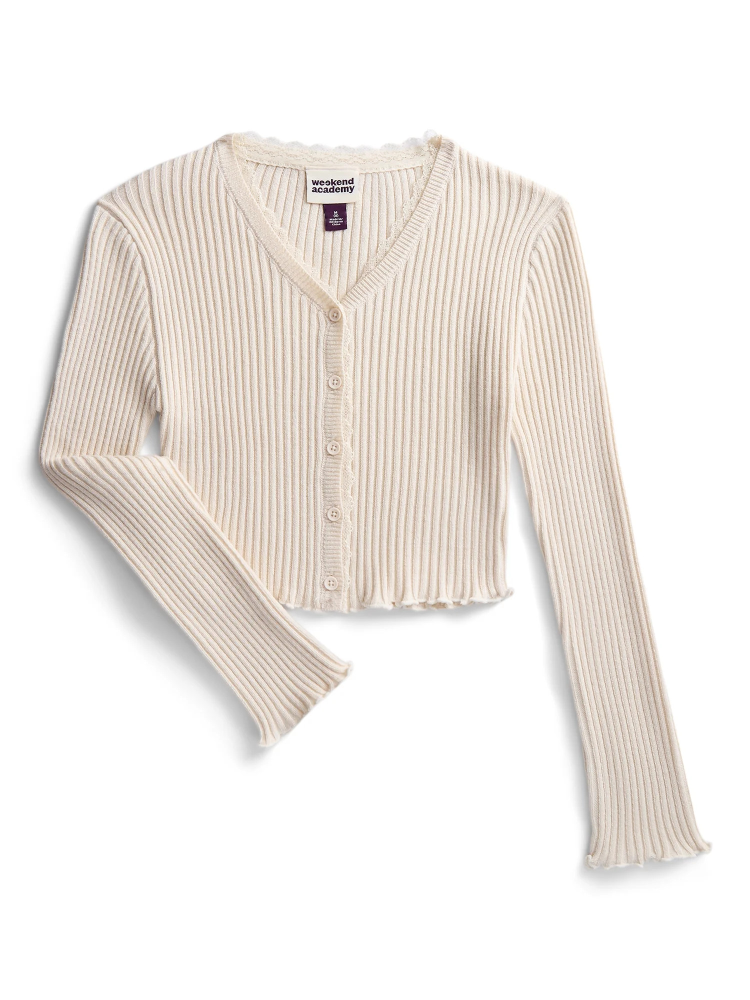 Weekend Academy Girls Lace Trimmed Cardigan, Sizes 4-18 | Walmart (US)