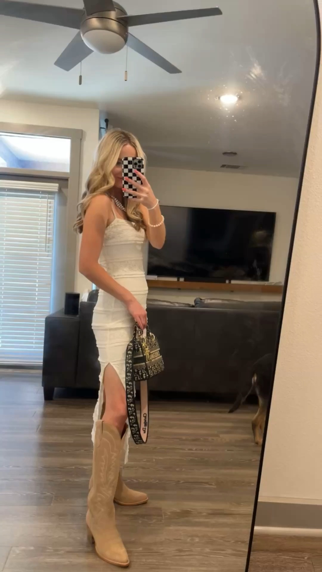 Dress is true to size. Wearing usual size small. Boots are my usual size 8.

Country Concert Outfit

Billy Bob’s outfit, Billy Bob’s Texas outfit, Fort Worth Stockyards outfit, Texas western outfit, western chic outfit, western date night outfit, country concert outfit, rodeo outfit women, Nashville outfit, cowgirl outfit, modern western fashion, western style outfit 2026, lace bodycon maxi dress, white bodycon maxi dress, beige bodycon maxi dress, crochet bodycon maxi dress, pointelle maxi dress, fitted maxi dress, spring dress 2026, spring outfit ideas, summer outfit ideas, neutral outfit aesthetic, feminine western outfit, soft western style, date night outfit, girls night outfit, night out outfit, brunch outfit idea, dressy casual outfit, beige cowboy boots, tall cowboy boots, tall beige cowboy boots, neutral cowboy boots, women’s cowboy boots outfit, Tecovas boots women, tall Tecovas boots, western boots outfit, cowboy boots outfit ideas, small black purse, mini black bag, Dior purse dupe, designer purse dupe, affordable designer dupes, luxury look for less, going out bag, western accessories, outfit inspo 2026

#LTKootd #LTKSeasonal #LTKTravel