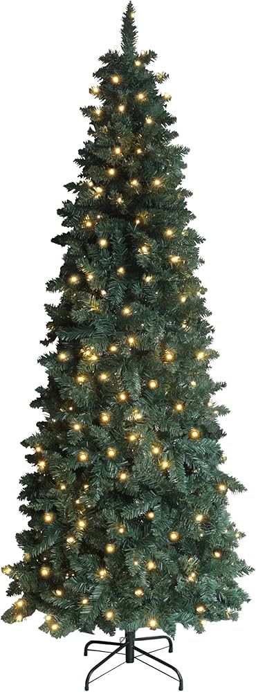 Amazon.com: MUPATER 6ft Pencil Christmas Tree, Pre-Lit Artificial Christmas Tree with Metal Stand... | Amazon (US)