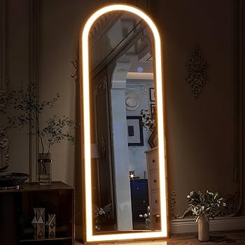 GLSLAND Arched LED Full Length Mirror 64" x 21" Full Body Mirror with Stand Wall Mounted Hanging ... | Amazon (US)