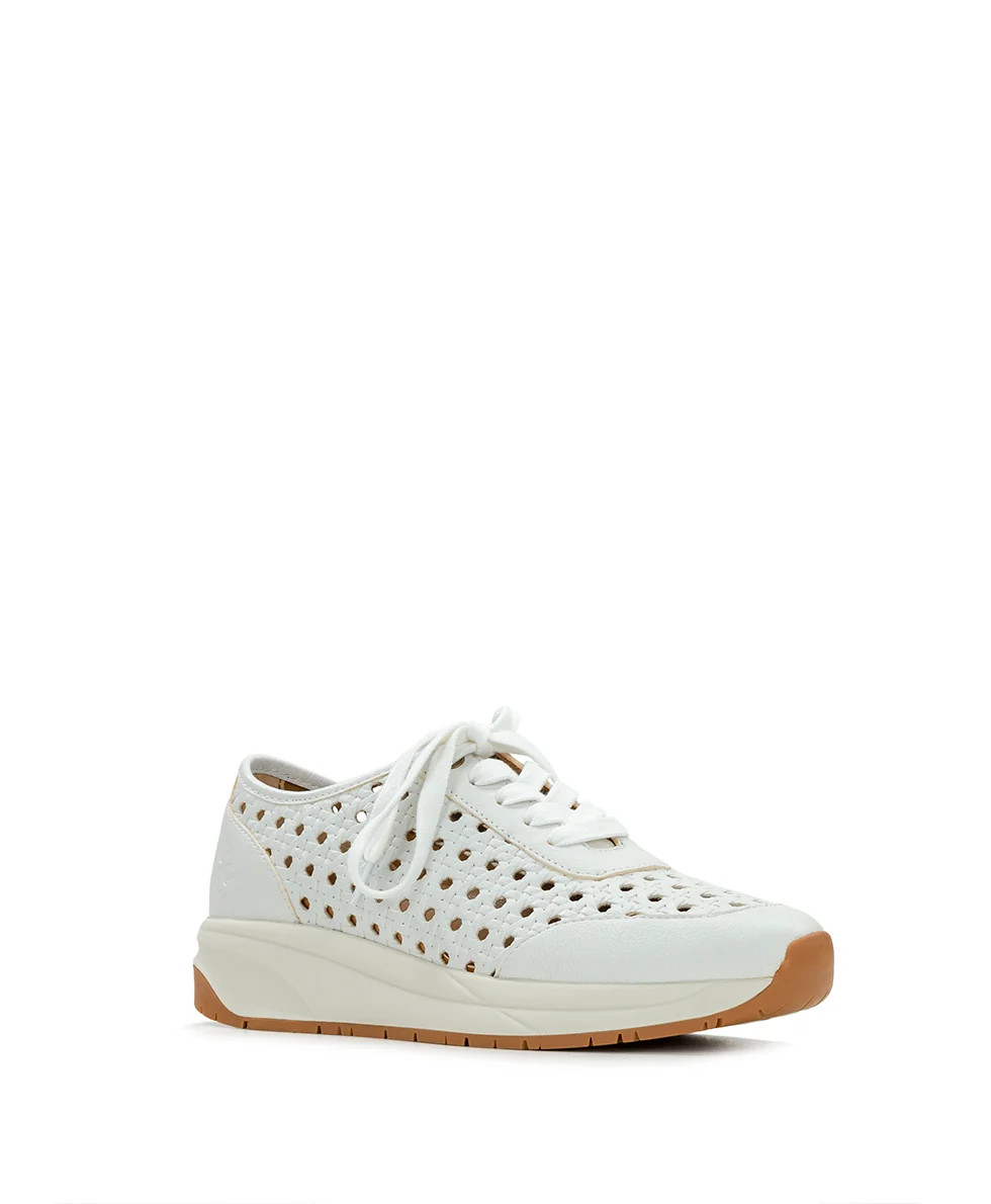 Milla Perforated Sneaker - Perforated Leather — White | Patricia Nash Designs