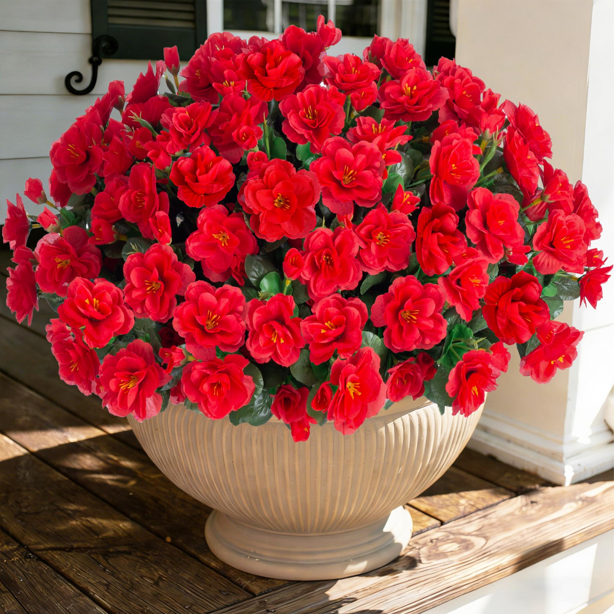 Ivydale Artificial Faux Red Flowers Plants for Outdoor Outside Spring Decor, Fake Silk Camellia U... | Amazon (US)