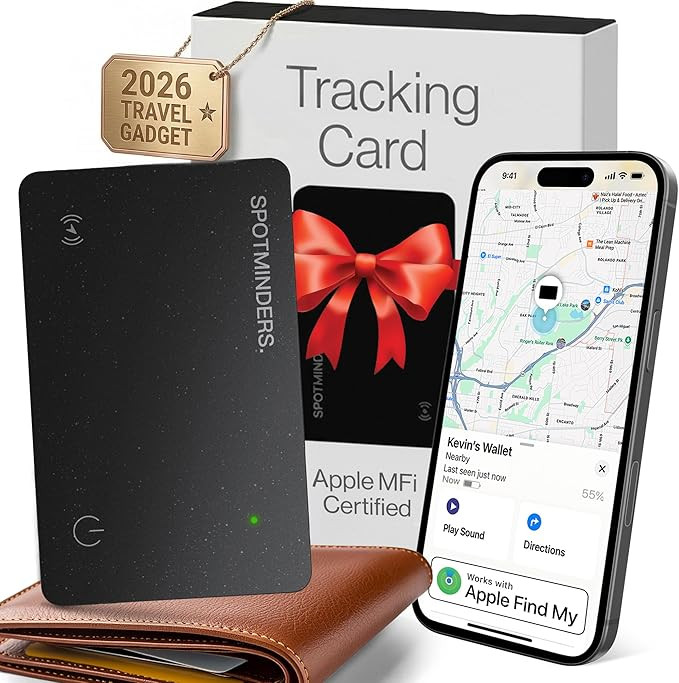 SPOTMINDERS Apple MFi Certified Wallet Tracker Card - Dad Gifts for Fathers Day Works, with Apple... | Amazon (US)