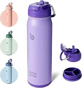 BOTTLE BOTTLE 24oz Insulated Water Bottle Stainless Steel Sport Water Bottle with Straw and Adjus... | Amazon (US)