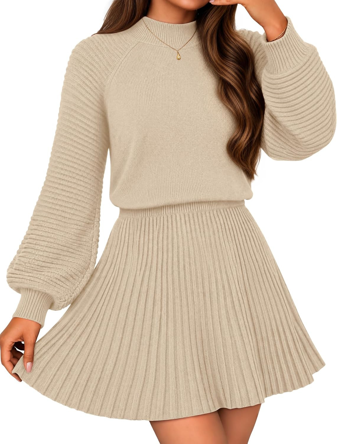 MEROKEETY Womens Fall Dress 2 Piece Outfits Mini Skirt Set Sweater Dresses | Amazon (US)