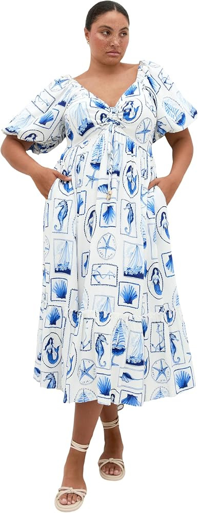 City Chic Plus Size Dress - Giselle Amalfi V Neck Maxi | Amazon (US)