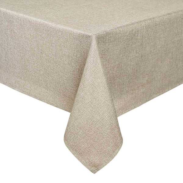 Leigh Taupe Tablecloth, Neutral, Fabric | At Home