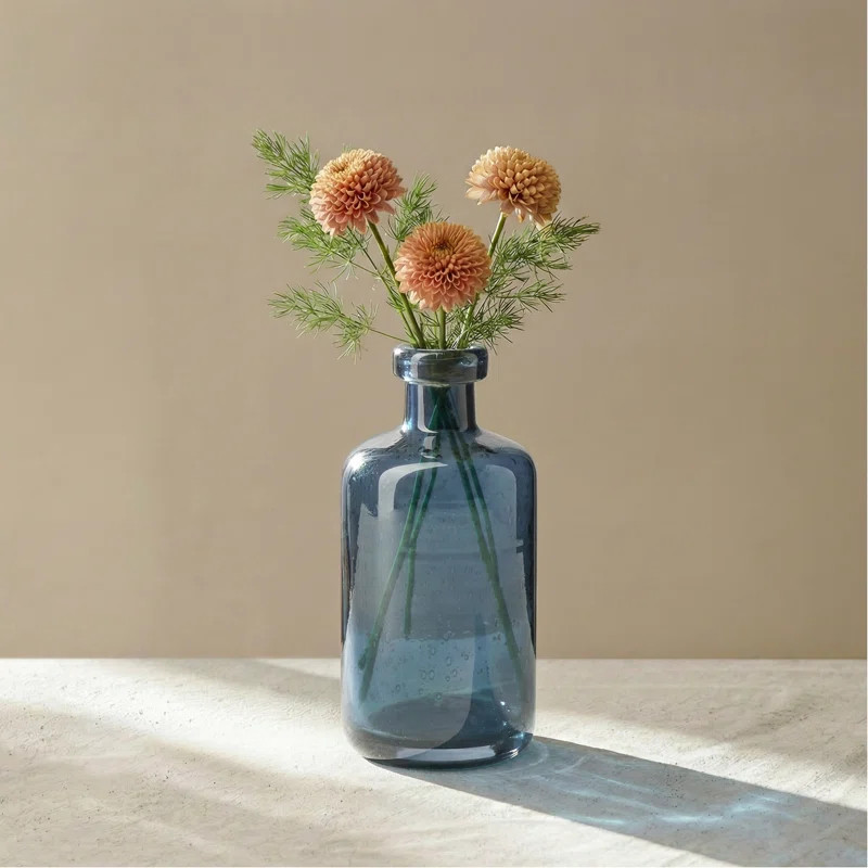 6" Blue Clear Glass Bottle Vase | Wayfair North America