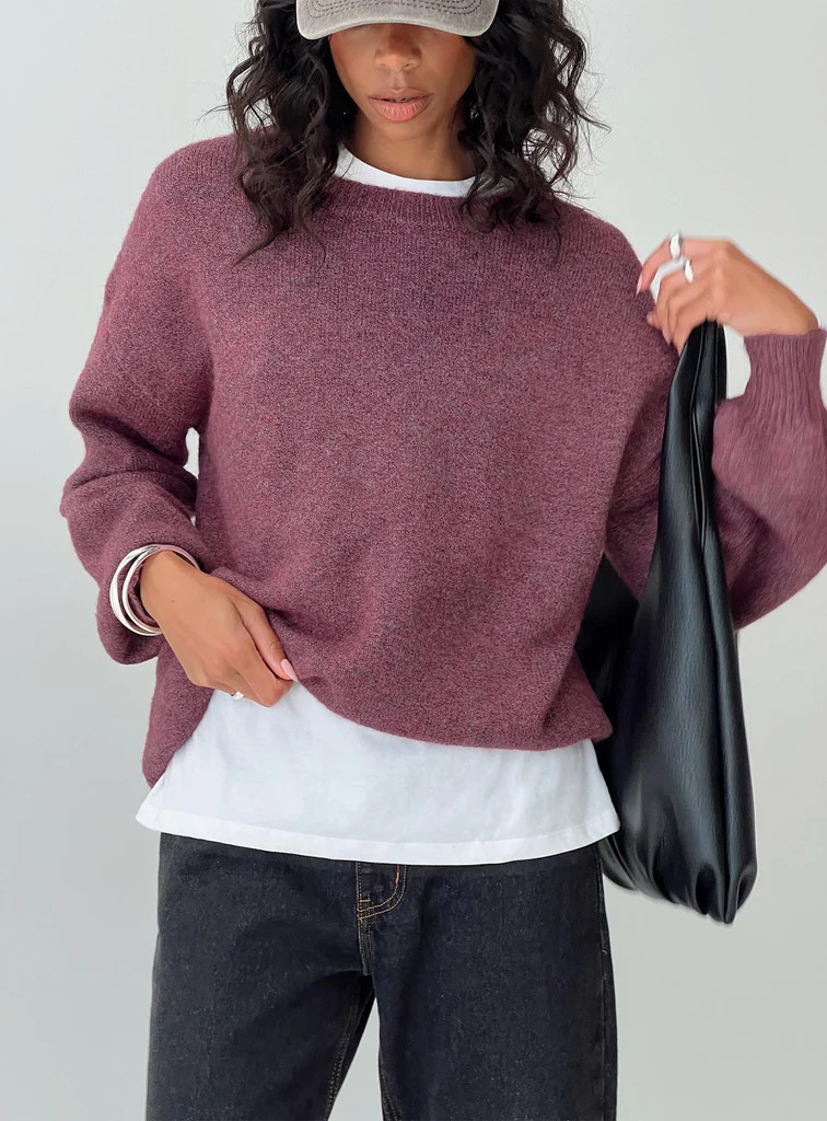 Ryanna Sweater Burgundy | Princess Polly US