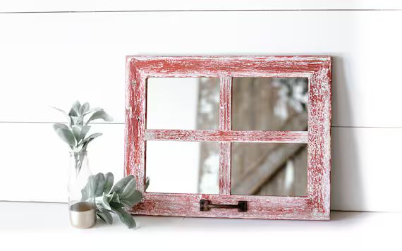 Farmhouse Wall Decor, Window Mirror, Rustic Window Mirror, Rustic Mirror, Window Pane Mirror, Mir... | Etsy (US)