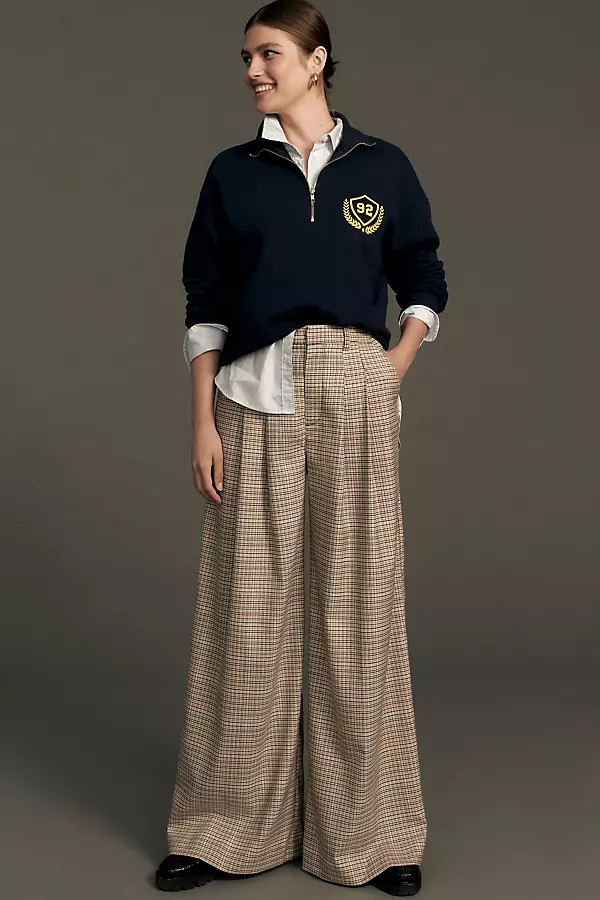 The Avery Pleated Wide-Leg Trousers by Maeve: Plaid Edition | Anthropologie (US)