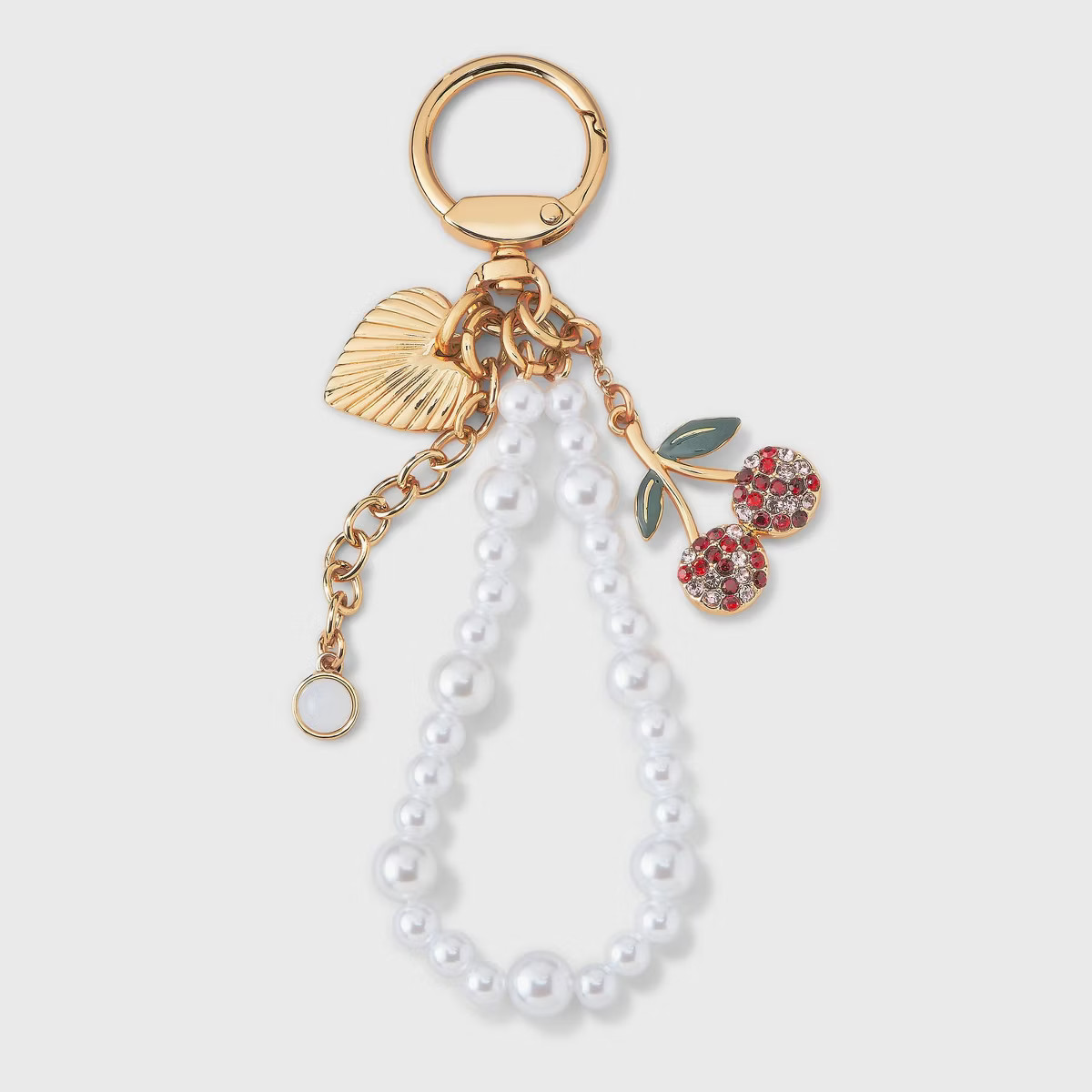 Beaded and Cherry Heart Bag Charm - A New Day™ - Ivory/Gold | Target