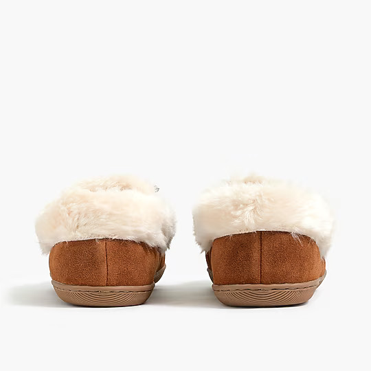 Factory: Suede Faux-shearling Moccasin Slippers For Women | J.Crew Factory