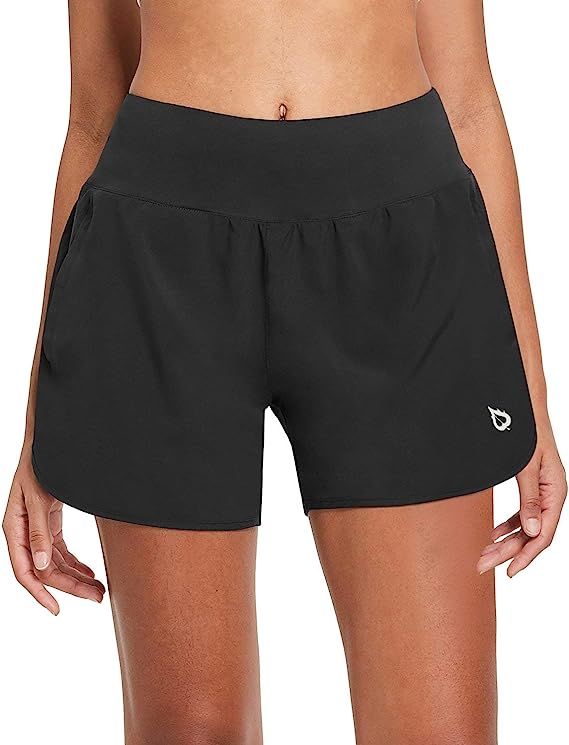 BALEAF Womens 5 Inches Knit Waistband Running Shorts with Liner Quick Dry Lounge Gym Walking Line... | Amazon (US)