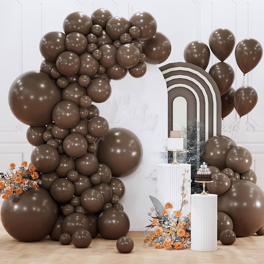 PartyWoo Dark Brown Balloons 152pcs Different Sizes of 18 12 10 5 Inch Boho Coffee Neutral Fall B... | Amazon (US)