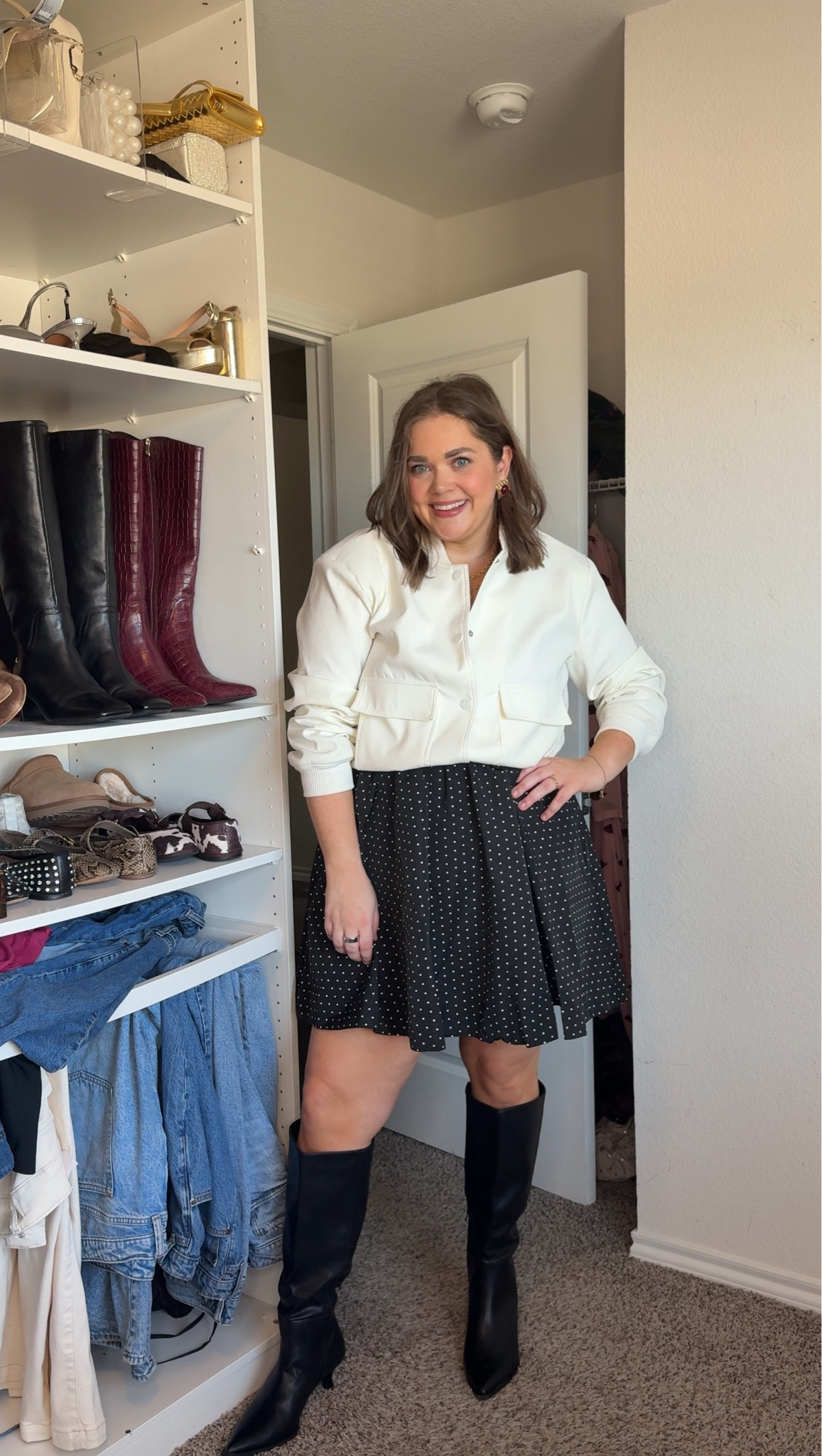 Valentine’s Day outfit idea wearing xl in jacket and dress. Wide calf boots plus size outfit 

#LTKPlusSize #LTKFindsUnder50