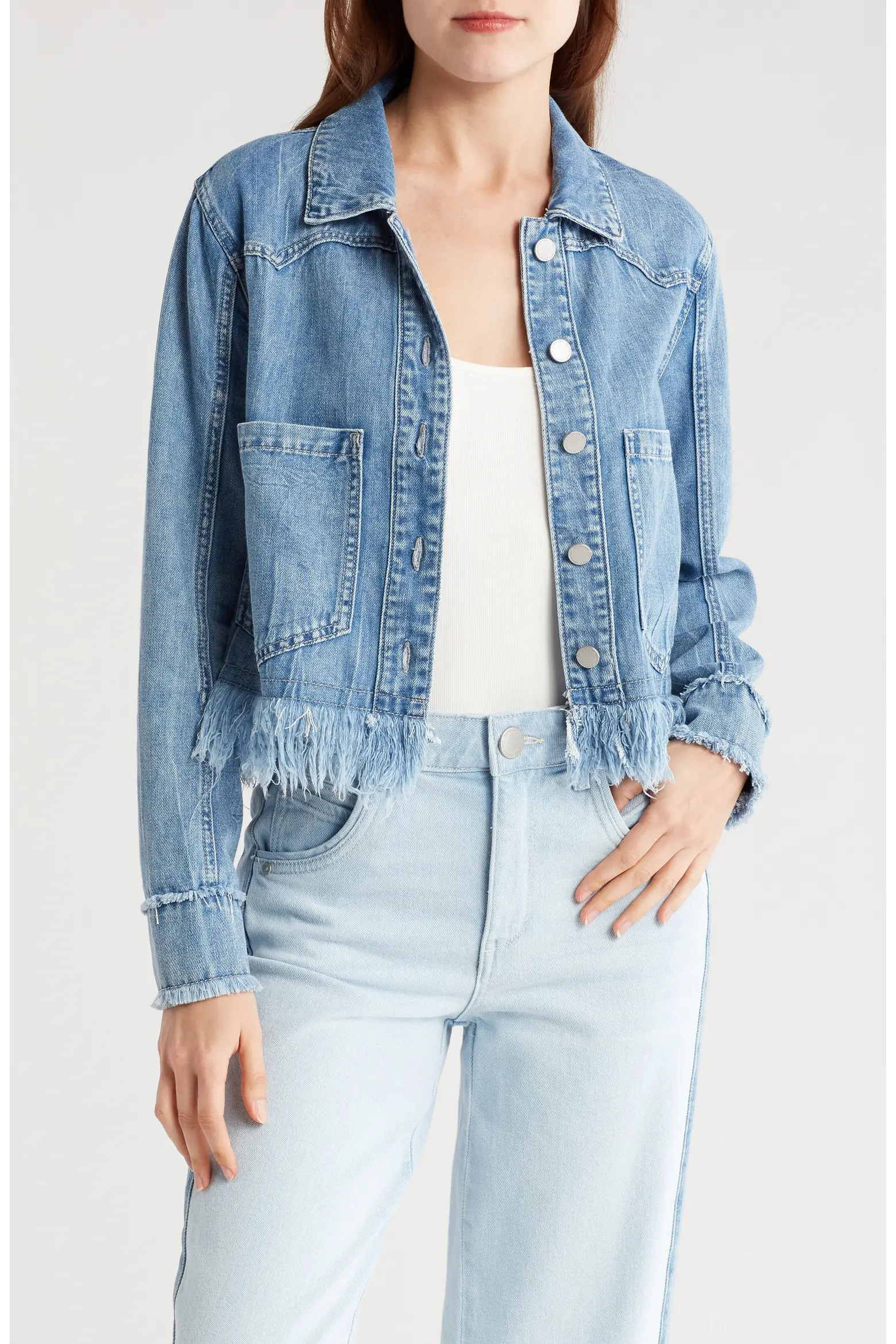 Chewed Frayed Hem Denim Jacket (Women) | Nordstromrack | Nordstrom Rack