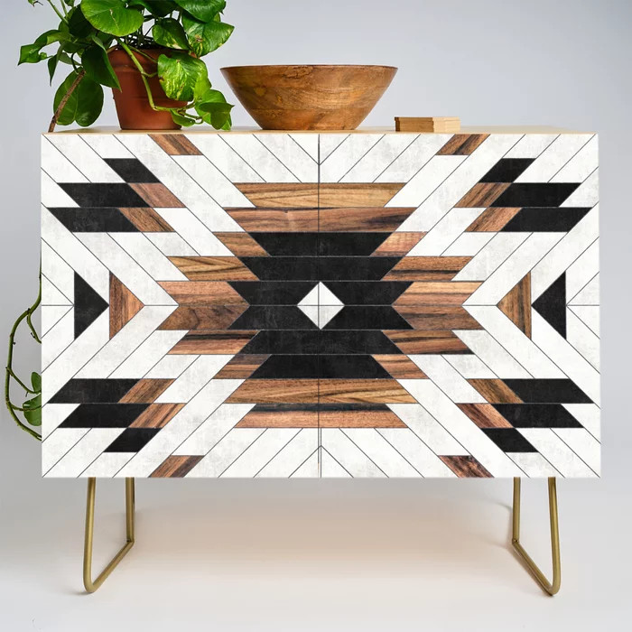 Urban Tribal Pattern No.5 - Aztec - Concrete and Wood Credenza by Zoltan Ratko | Society6