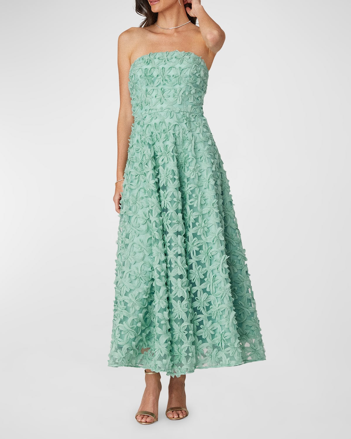Strapless Floral Applique Maxi Dress | Neiman Marcus