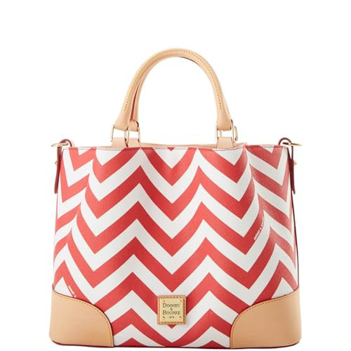 Dooney & Bourke Satchel Bags for Women, Chevron Brenna Women's Satchel Handbag with Removable Crossbody Bag Strap - Red | Amazon (US)