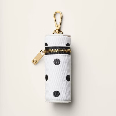 Canvas Polka Dot Lipstick Bag Charm Keychain - kate spade new york x Target™ White/Black | Target